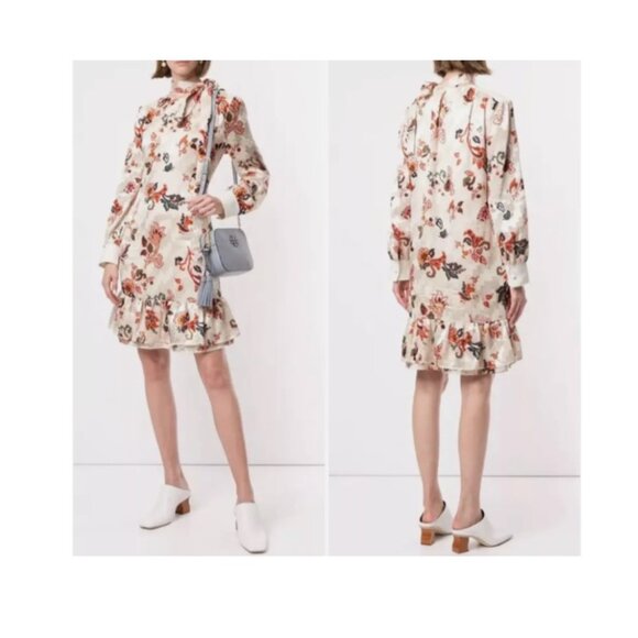 NWT Tory Burch Size US 6 Shift Dress Silk Burnout in Ivory Mountain Paisley - Picture 3 of 16